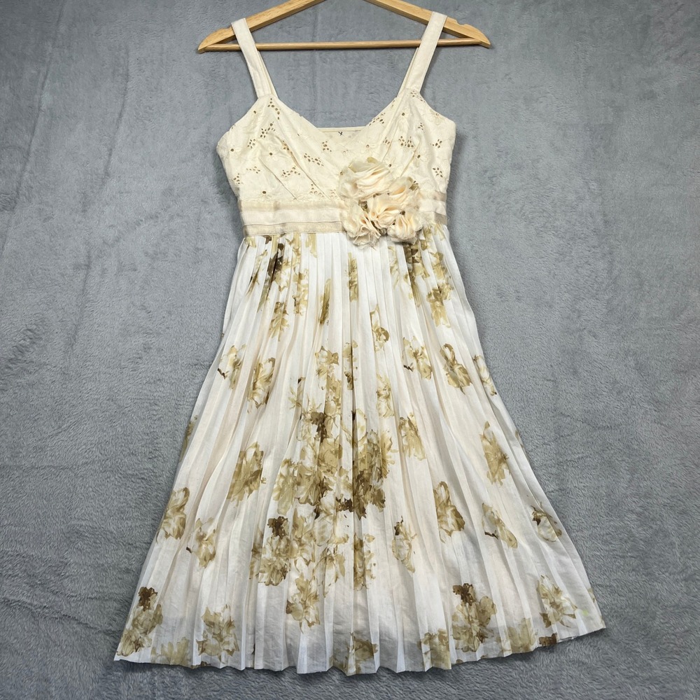 Anthropologie Doletta Sweet & Dreams Floral Pleated Dress Rosetta Eyelet Women S